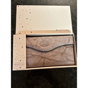 Vintage Buxton Luxor Brown Leather Wallet Kiss-Lock Coin Pocket Snap Closure‎